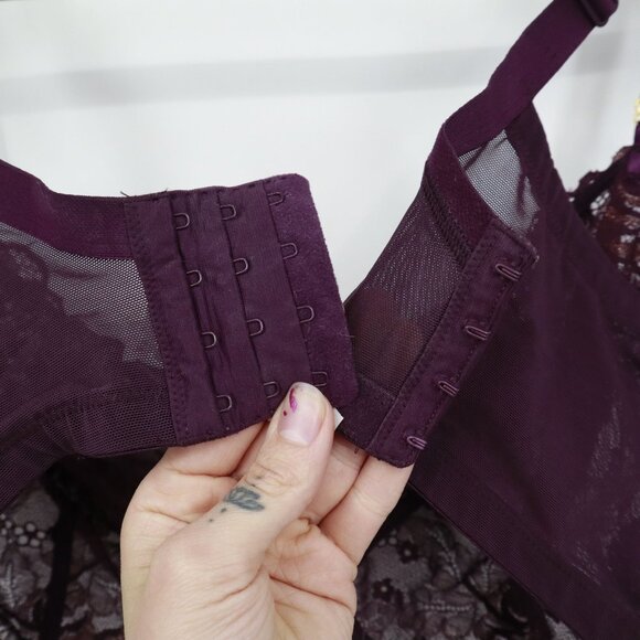 Cacique Lace Bra Womens 44DDD Purple Romantic Boudoir Lingerie Delicate Feminine - Picture 10 of 15